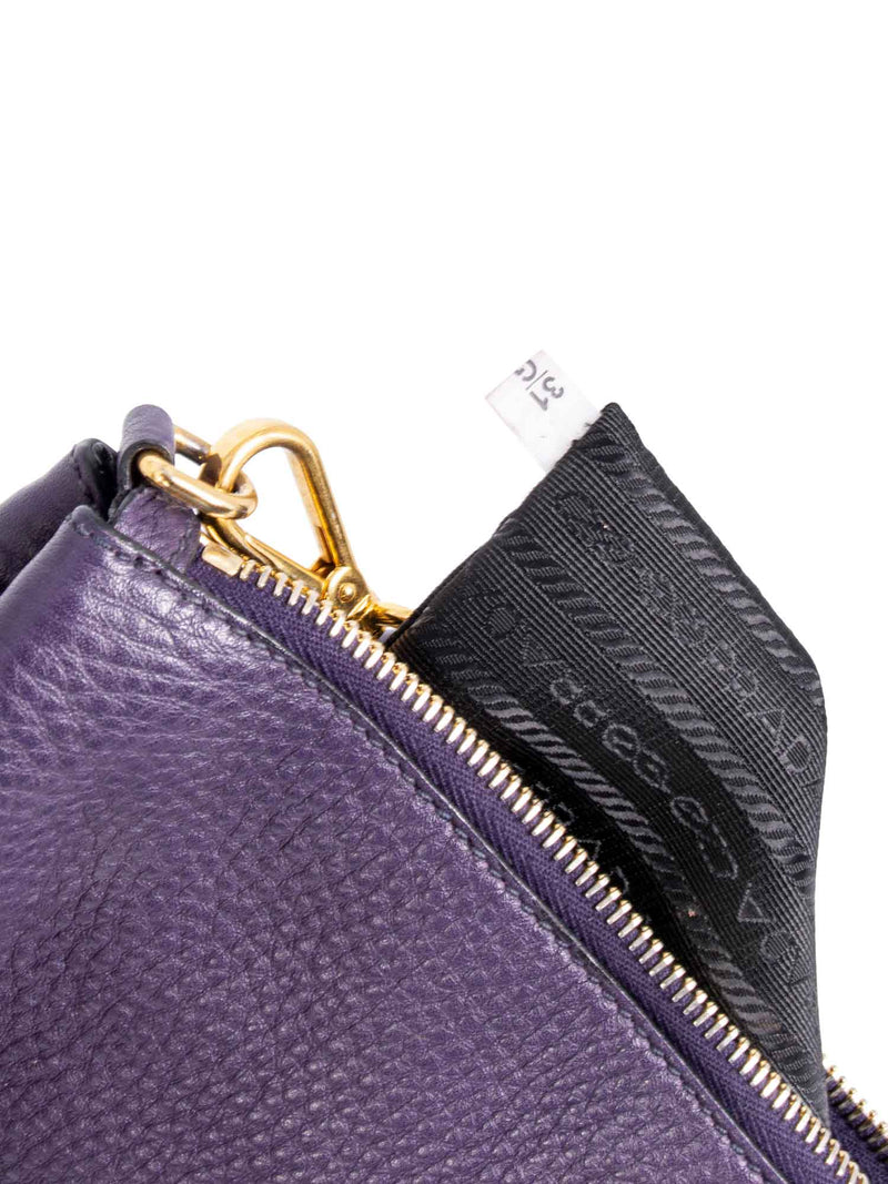 Prada Leather Messenger Bag Purple-designer resale