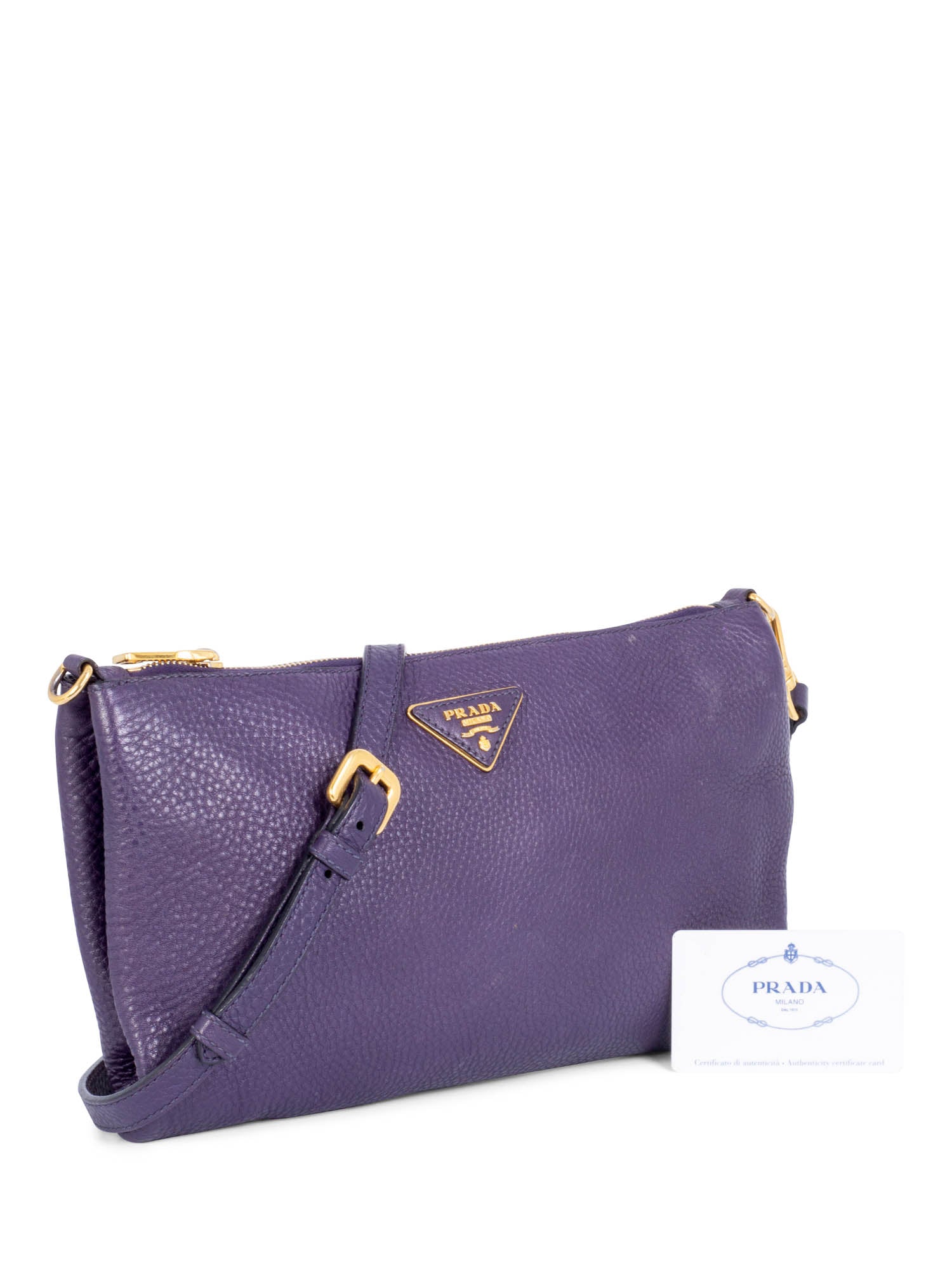 Prada Leather Messenger Bag Purple-designer resale
