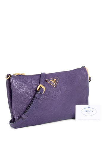 Prada Leather Messenger Bag Purple-designer resale