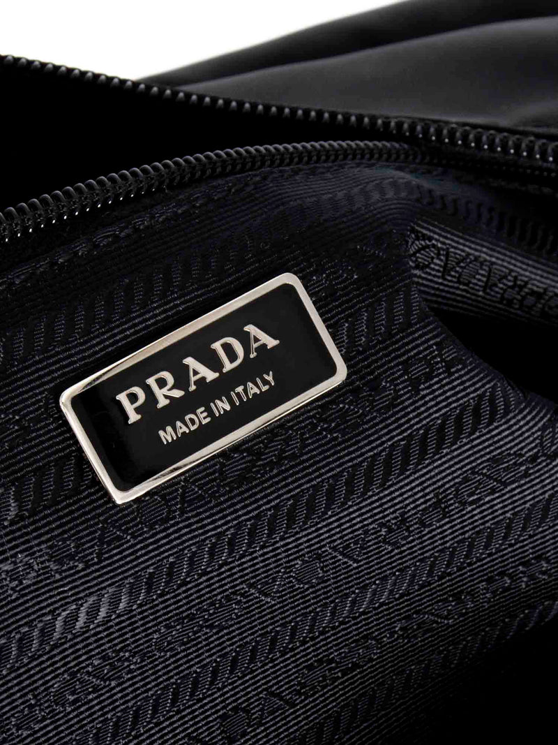 Prada Leather Nylon Large Messenger Bag Black-designer resale