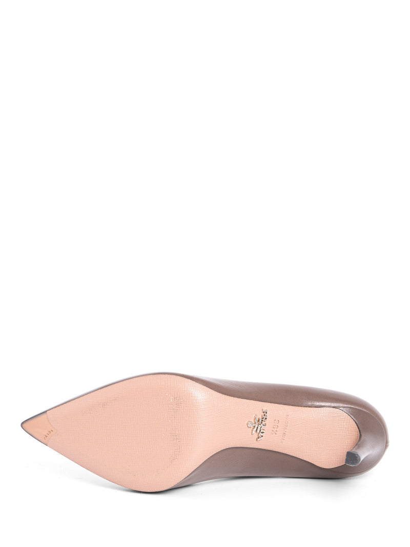 Prada Leather Pointy Toe Classic Pumps Brown-designer resale