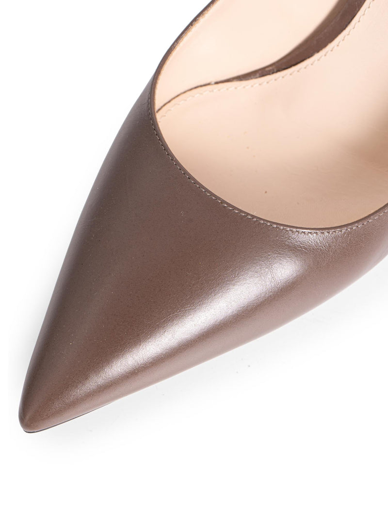 Prada Leather Pointy Toe Classic Pumps Brown-designer resale