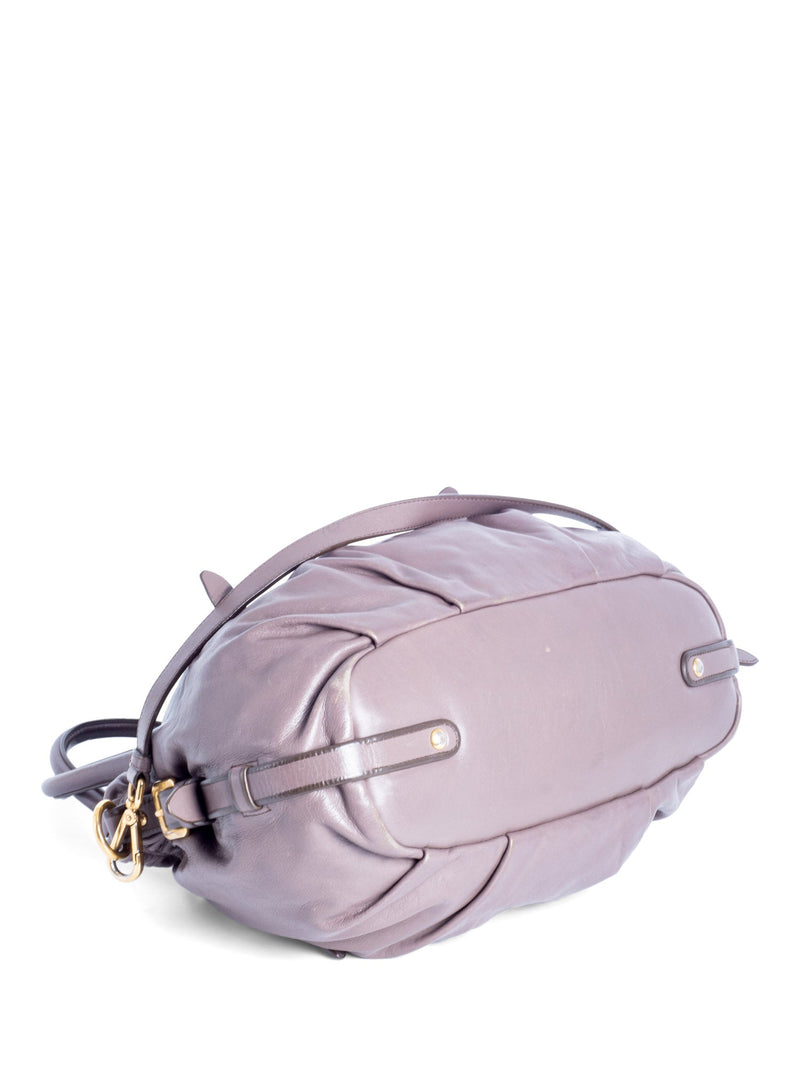 Prada Leather Ruched Top Handle Bag Taupe-designer resale