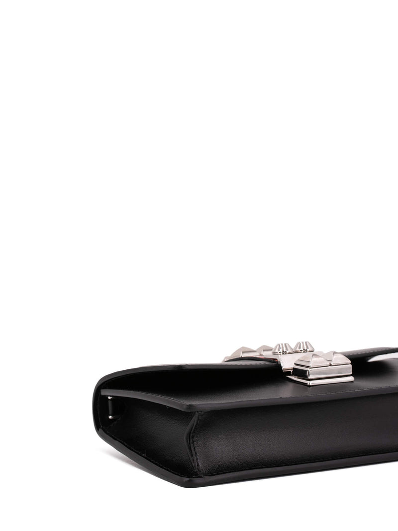 Prada Leather Studded Elektra Wallet on Chain Black-designer resale