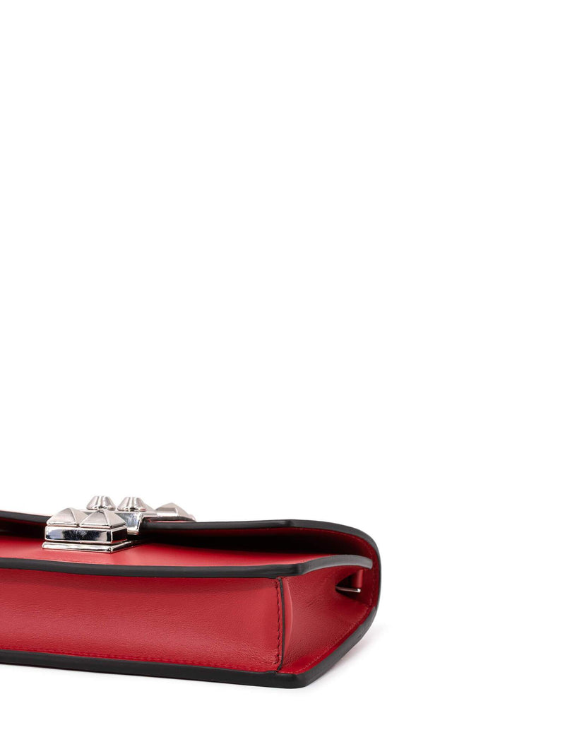 Prada Leather Studded Elektra Wallet on Chain Red-designer resale