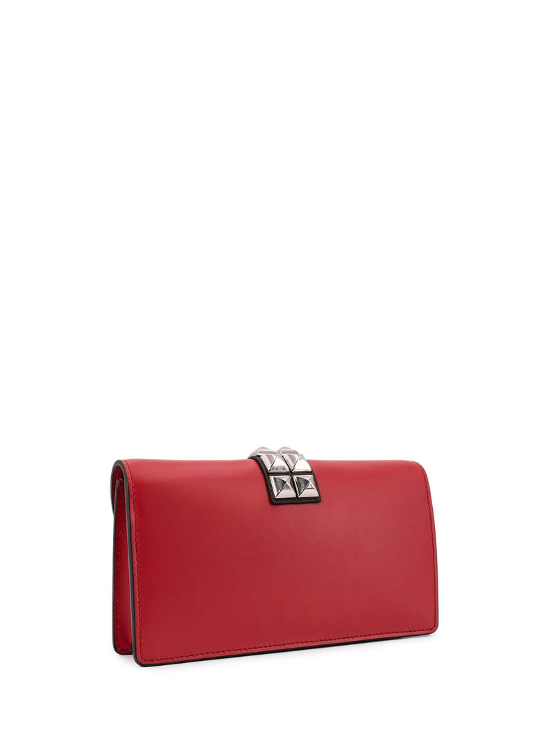 Prada Leather Studded Elektra Wallet on Chain Red-designer resale