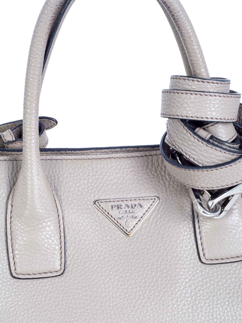 Prada Leather Top Handle Shopper Bag Taupe-designer resale