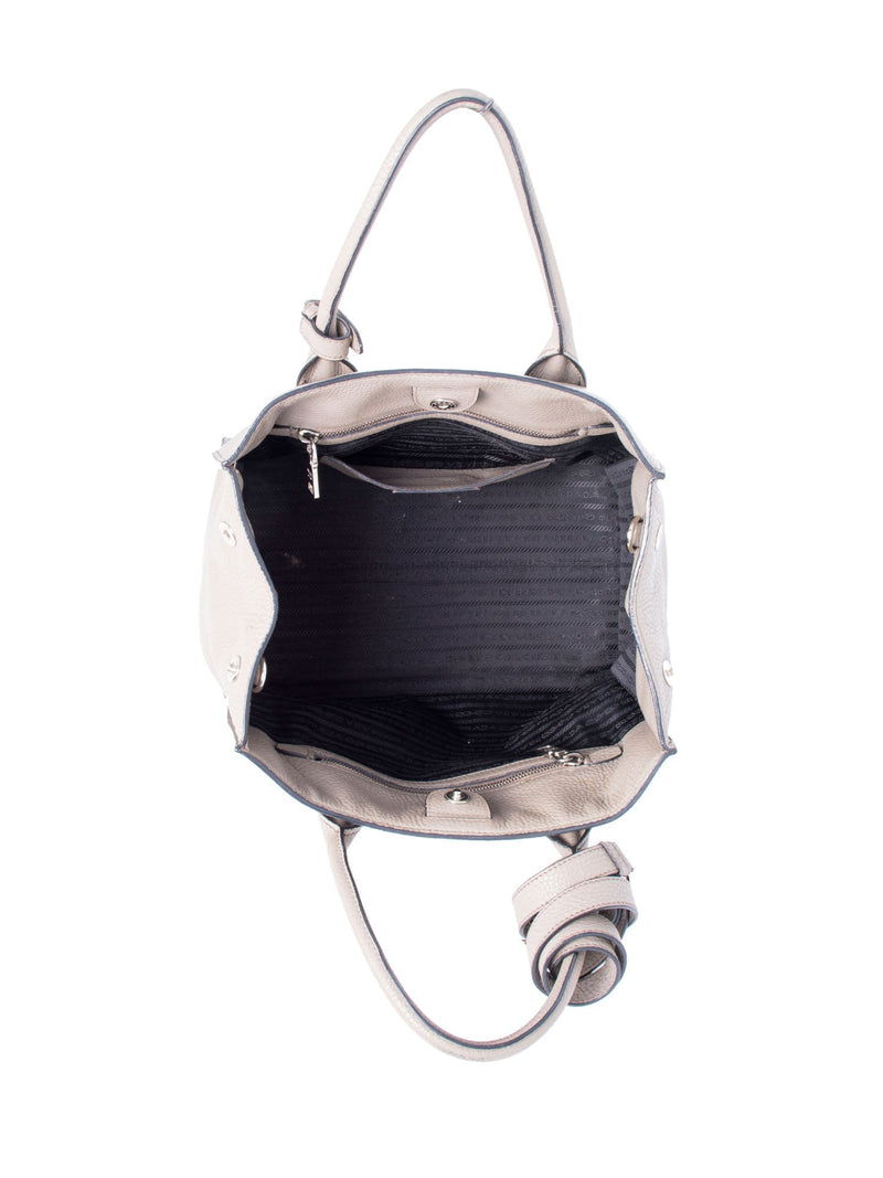 Prada Leather Top Handle Shopper Bag Taupe-designer resale