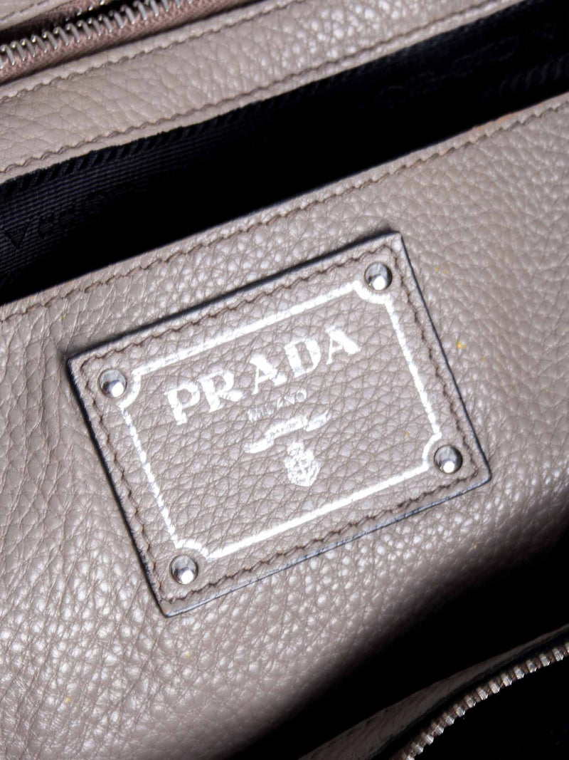 Prada Leather Top Handle Shopper Bag Taupe-designer resale