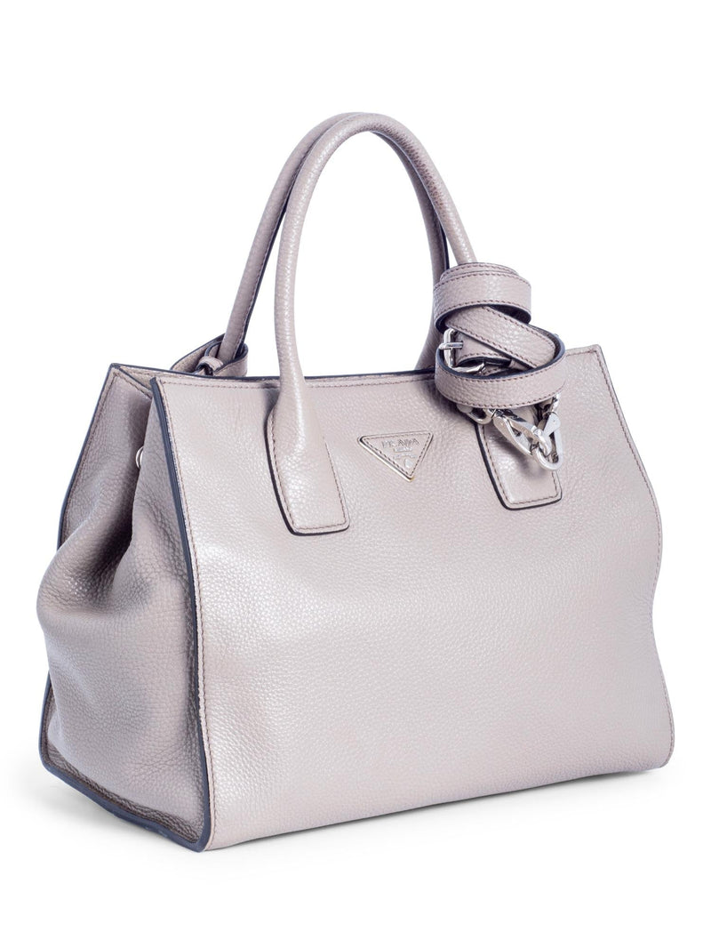 Prada Leather Top Handle Shopper Bag Taupe-designer resale