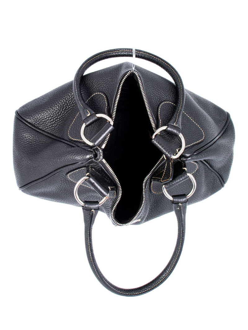 Prada Logo Pebble Leather Shoulder Bag Black-designer resale