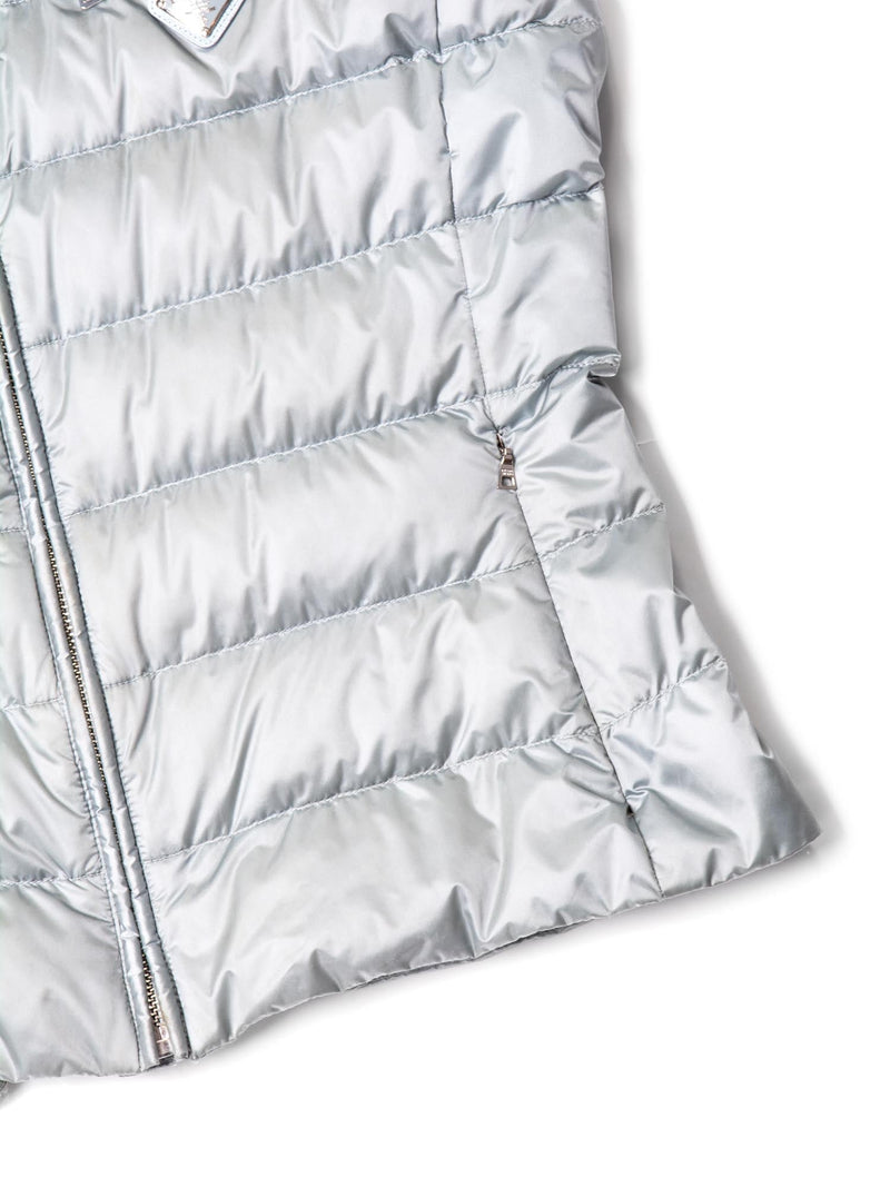 Prada Logo Quilted Down Puffer Vest Pastel Grey-designer resale