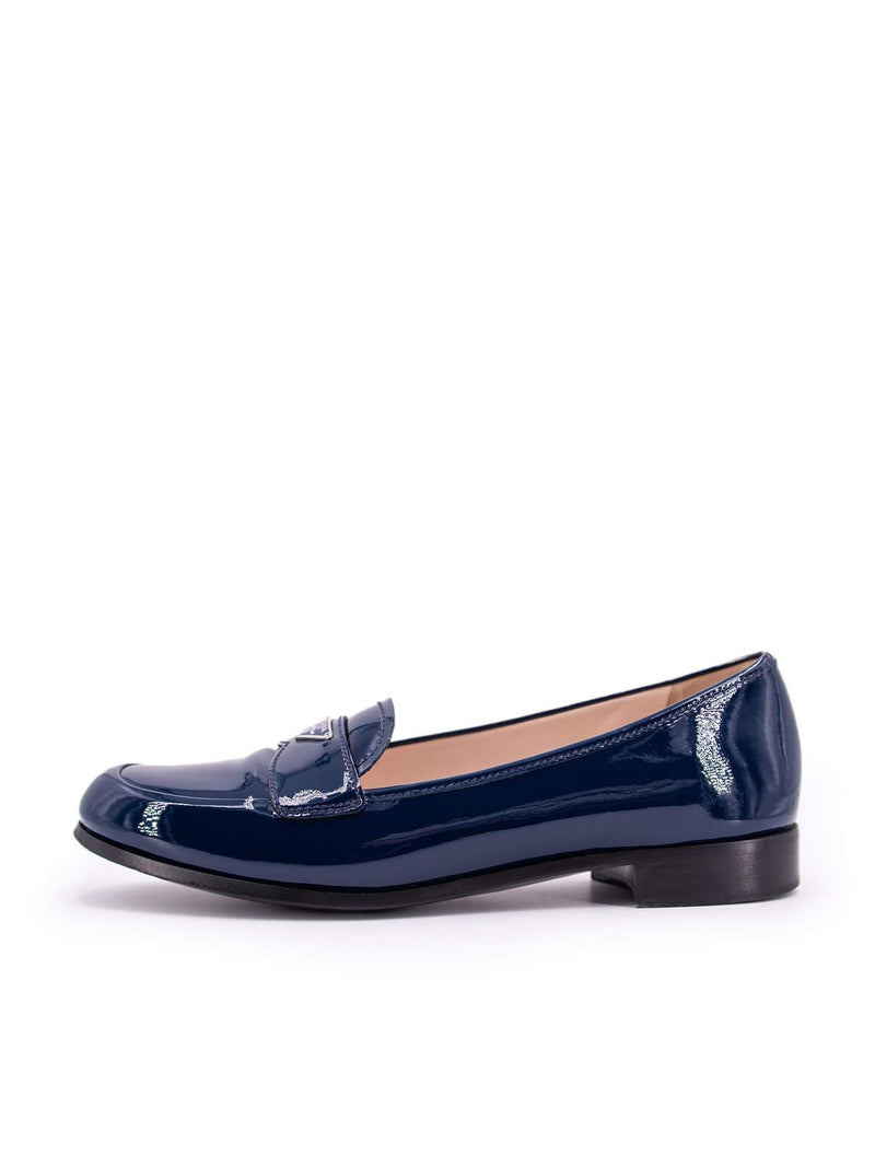 Prada Patent Leather Calzature Donna Loafer Blue-designer resale