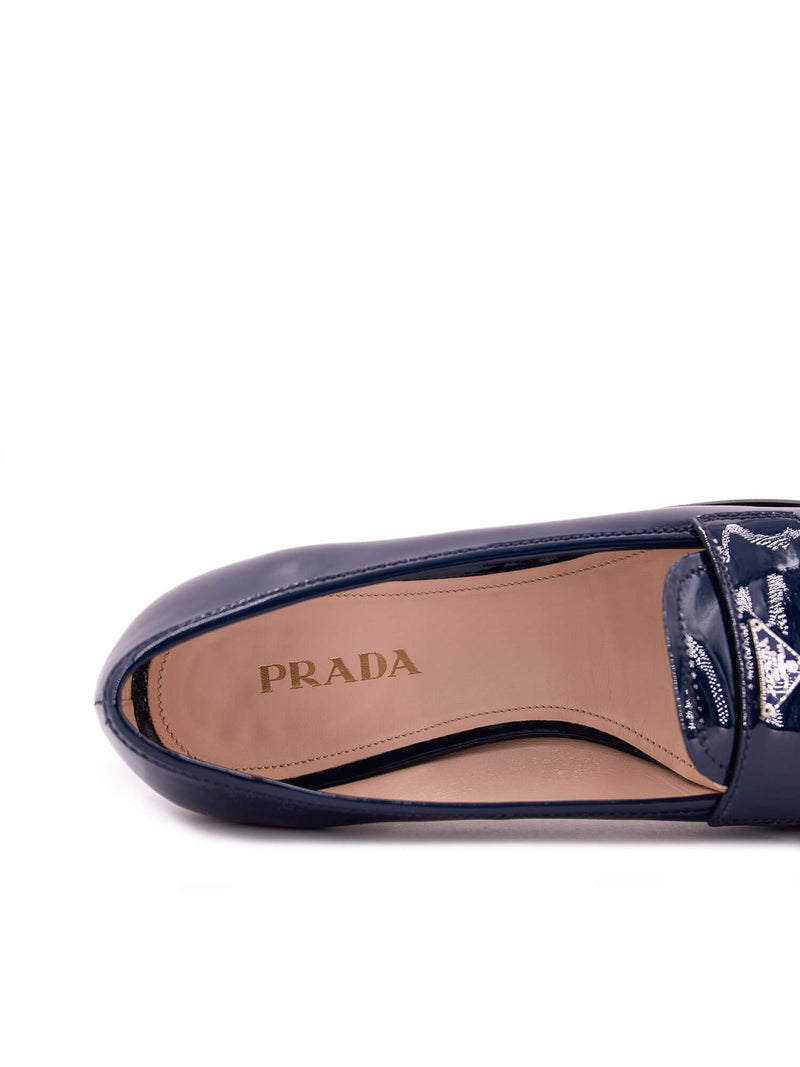 Prada Patent Leather Calzature Donna Loafer Blue-designer resale