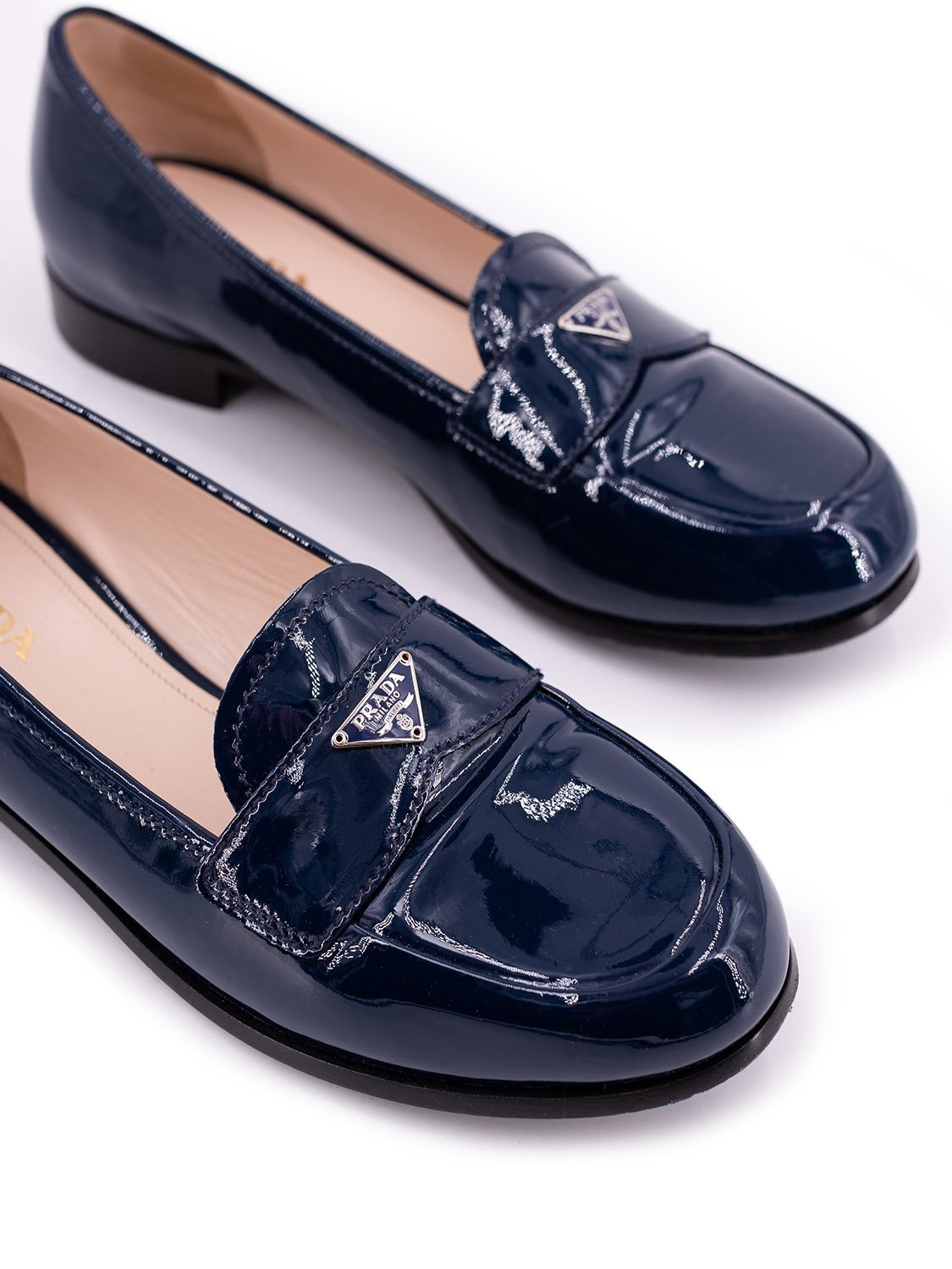 Prada Patent Leather Calzature Donna Loafer Blue-designer resale