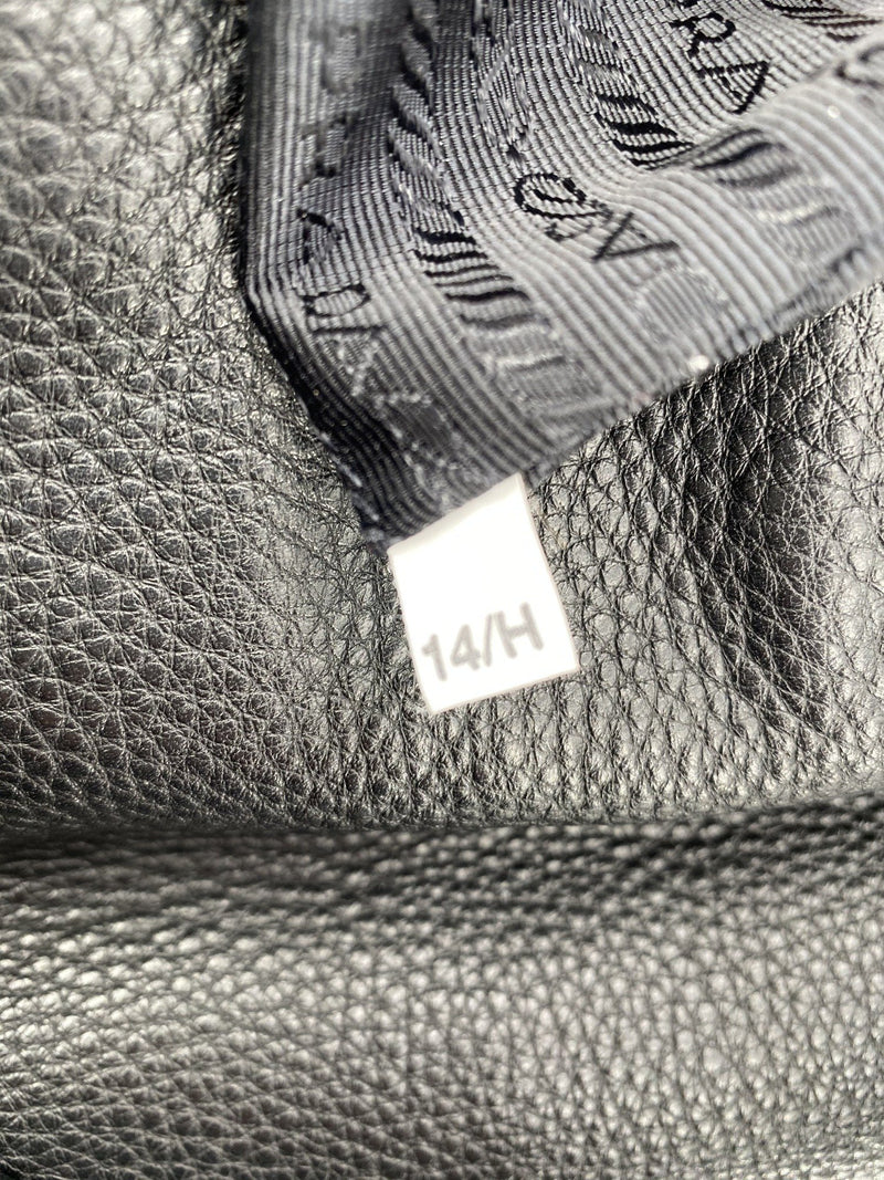 Prada Pebble Leather Hobo Bag Black-designer resale
