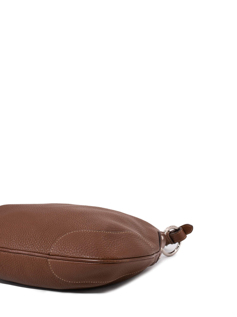 Prada Pebble Leather Hobo Bag Brown-designer resale