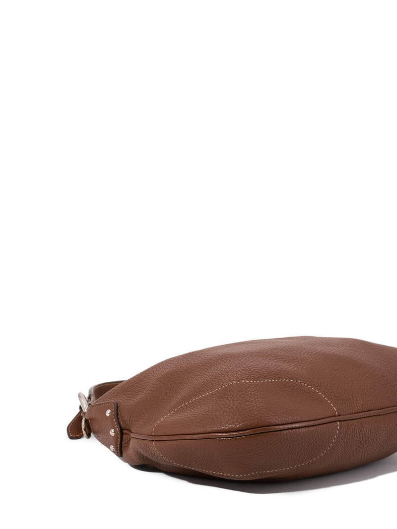 Prada Pebble Leather Hobo Bag Brown-designer resale