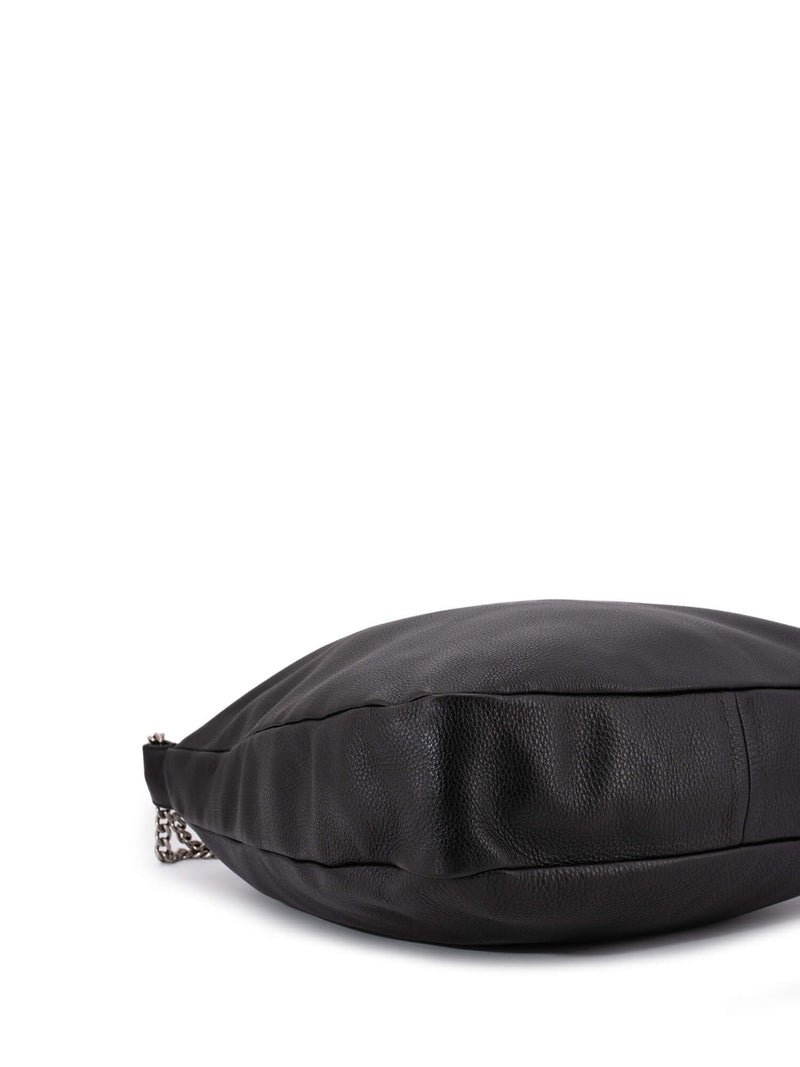Prada Pebble Leather Large Hobo Bag Black-designer resale