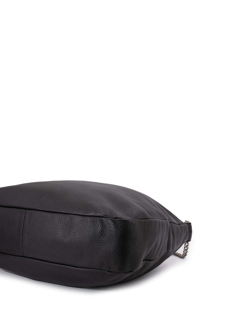 Prada Pebble Leather Large Hobo Bag Black-designer resale