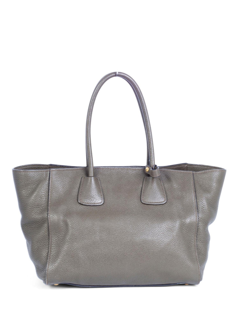 Prada Pebble Leather Shopper Bag Green-designer resale