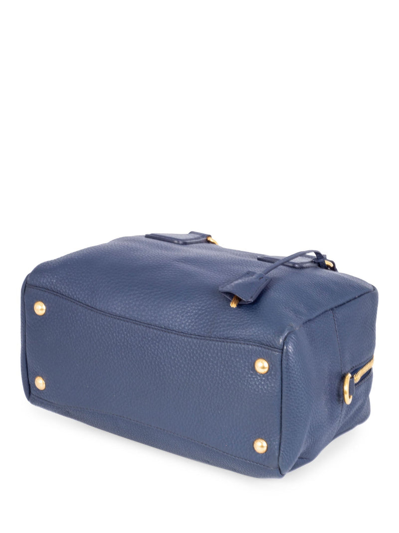 Prada Pebble Leather Shoulder Bag Blue-designer resale