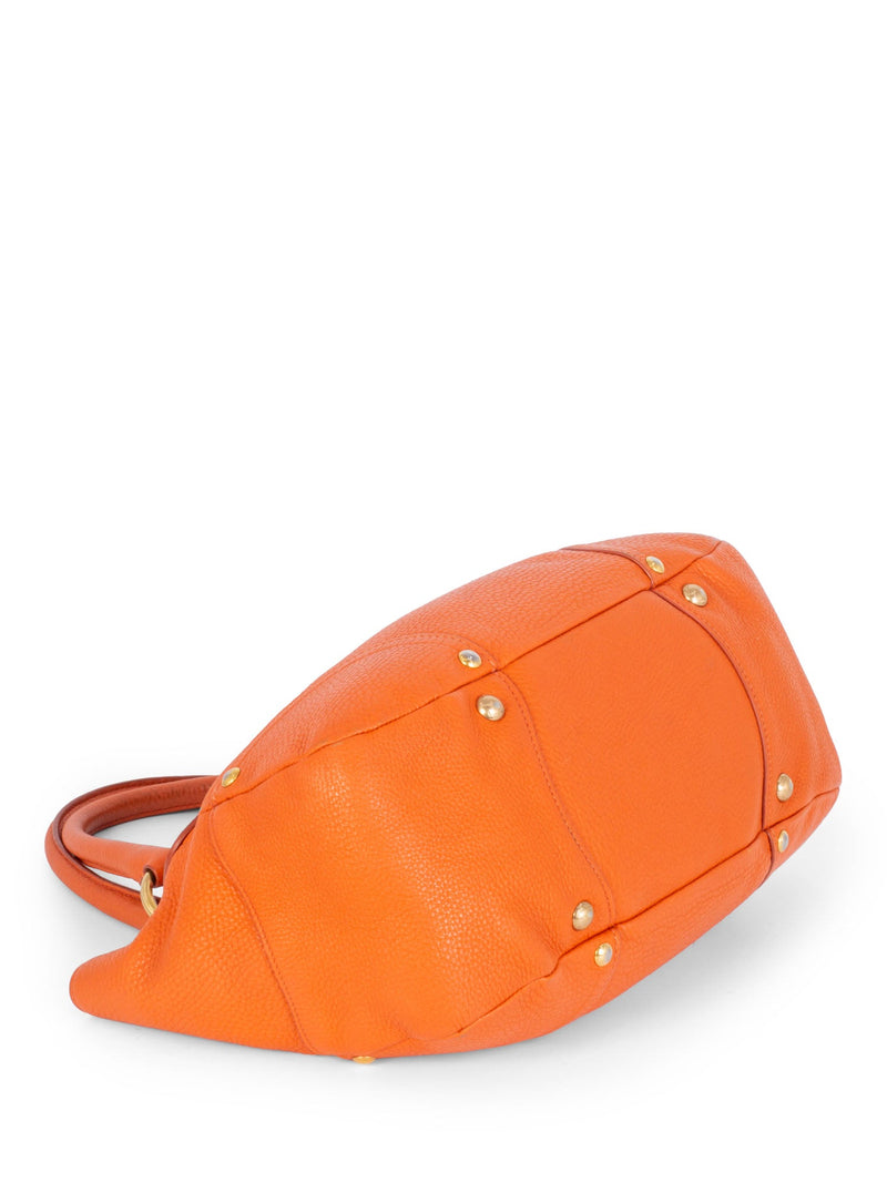 Prada Pebbled Leather Buckle Shoulder Bag Orange-designer resale