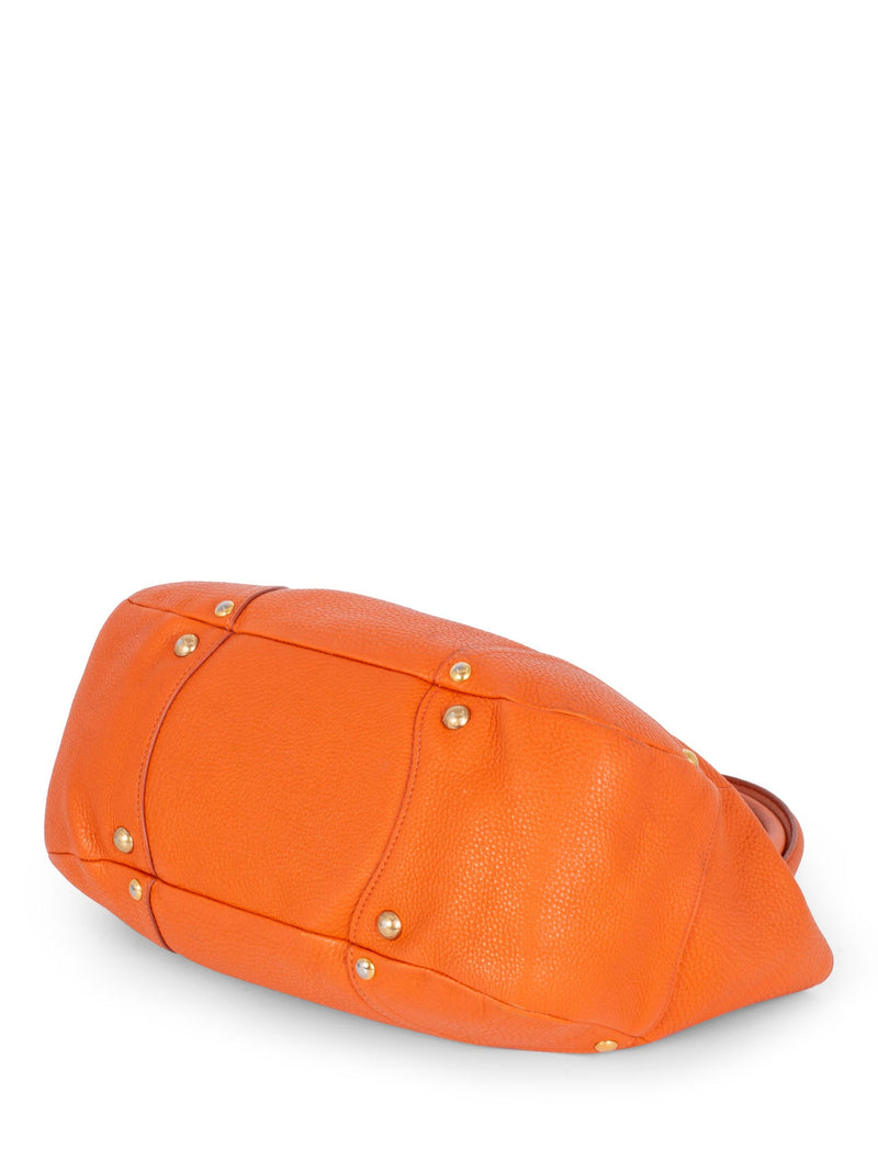 Prada Pebbled Leather Buckle Shoulder Bag Orange-designer resale