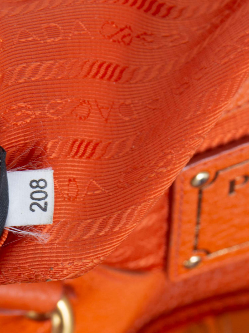 Prada Pebbled Leather Buckle Shoulder Bag Orange-designer resale