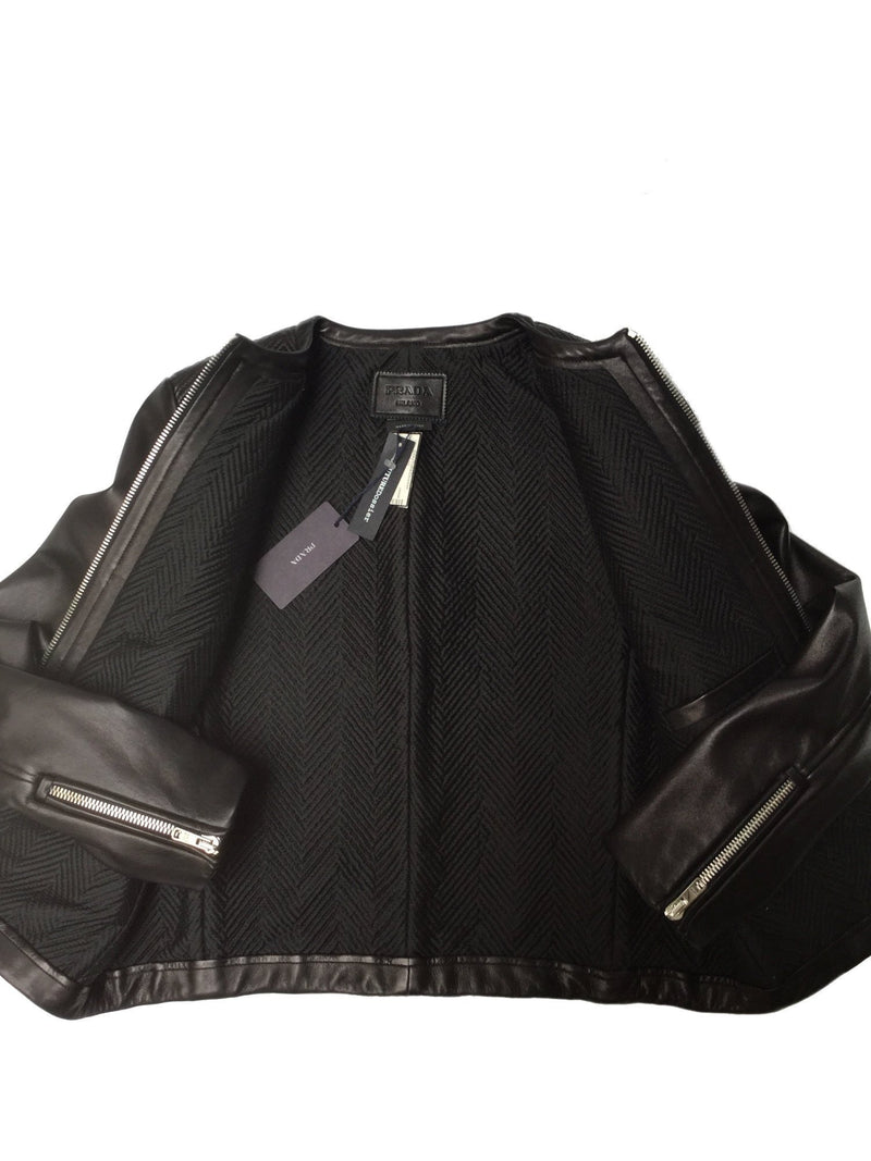 Prada Quilted Biker Jacket Brown-designer resale