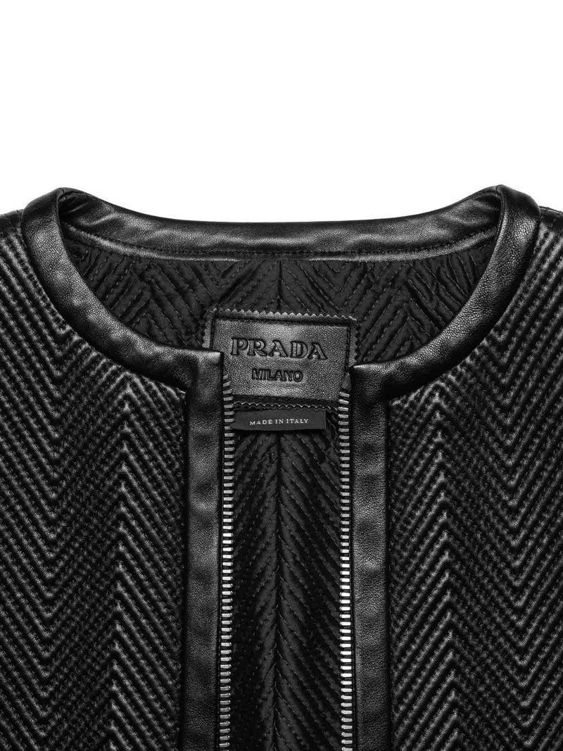 Prada Quilted Leather Biker Jacket Black-designer resale