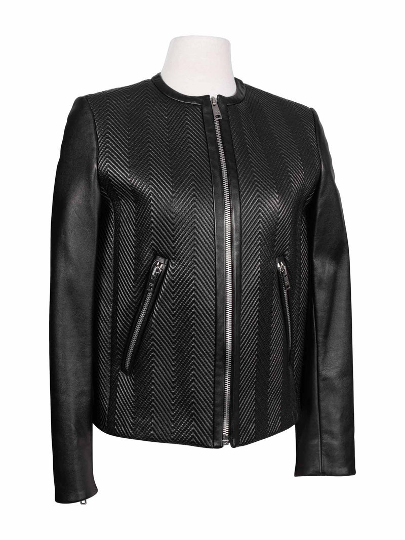 Prada Quilted Leather Biker Jacket Black-designer resale