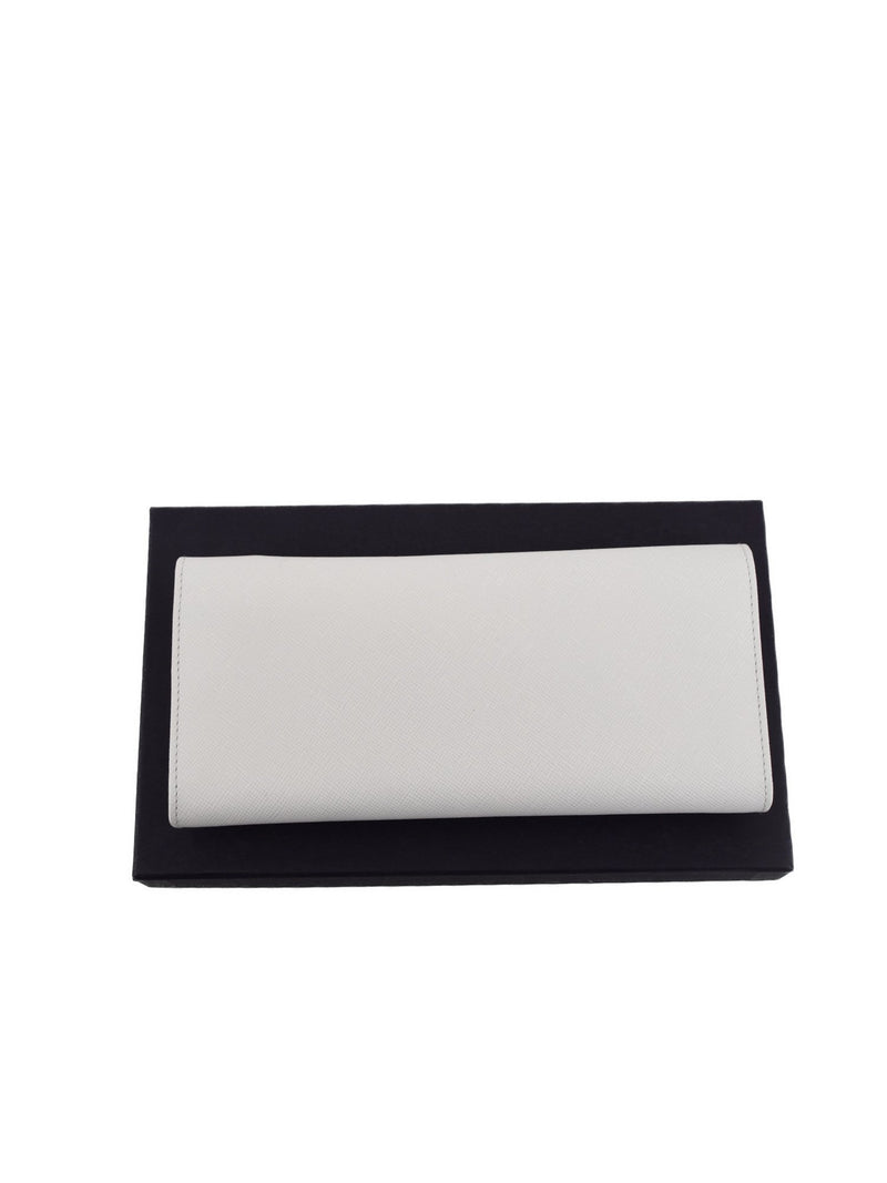 Prada Saffiano Continental Flap Wallet White-designer resale