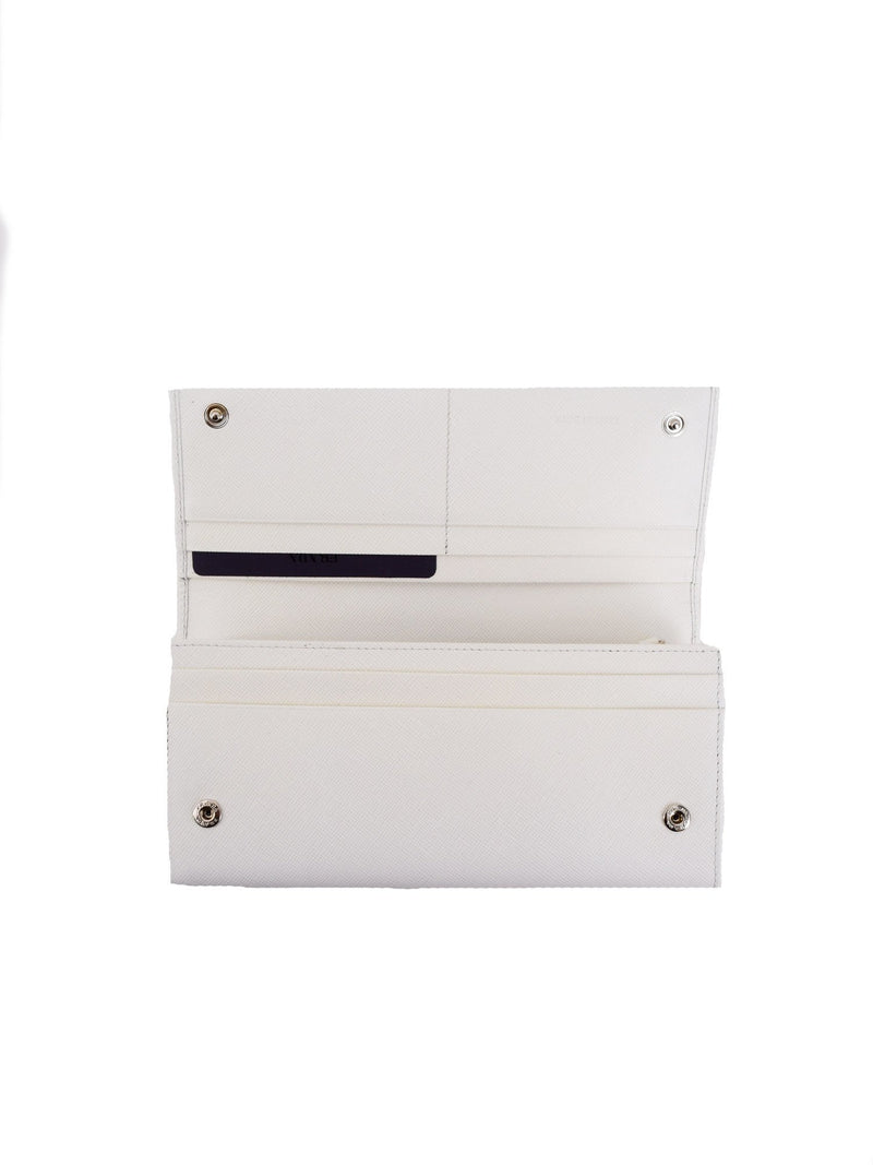 Prada Saffiano Continental Flap Wallet White-designer resale