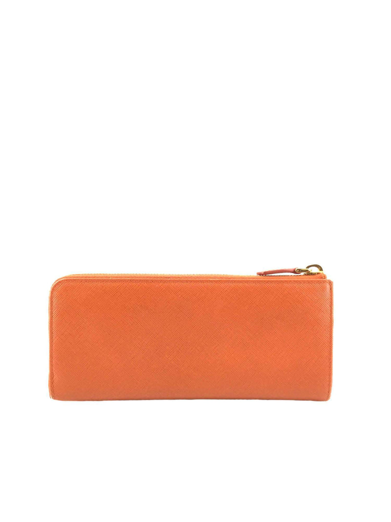 Prada Saffiano Large Zip Wallet Orange-designer resale