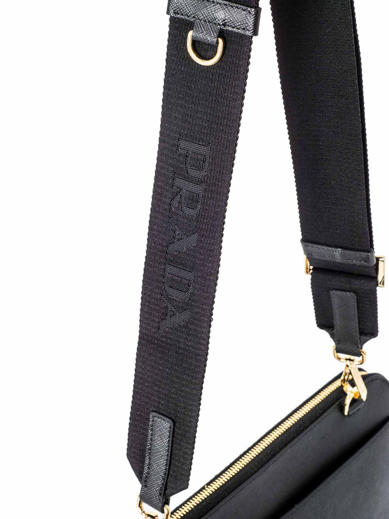 Prada Saffiano Leather Messenger Bag Black-designer resale