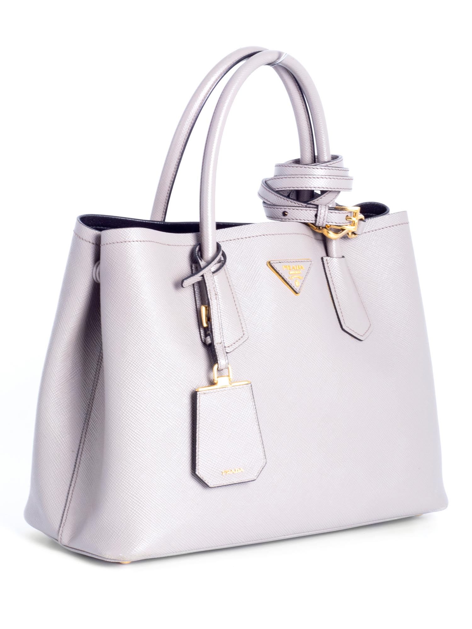Prada Saffiano Leather Top Handle Shopper Bag Grey-designer resale