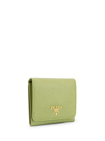 Prada Saffiano Leather Tri-Fold Wallet Green-designer resale