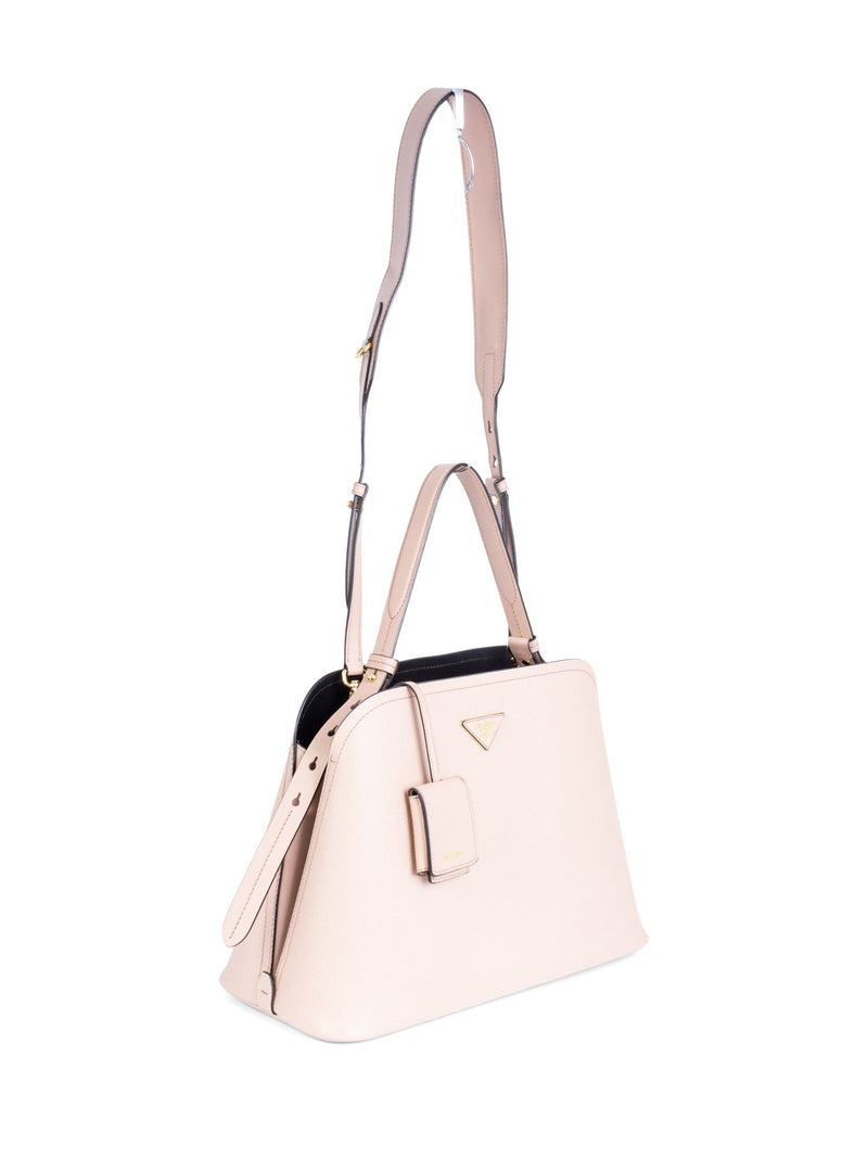 Prada Saffiano Leather Two-Way Top Handle Messenger Bag Blush-designer resale