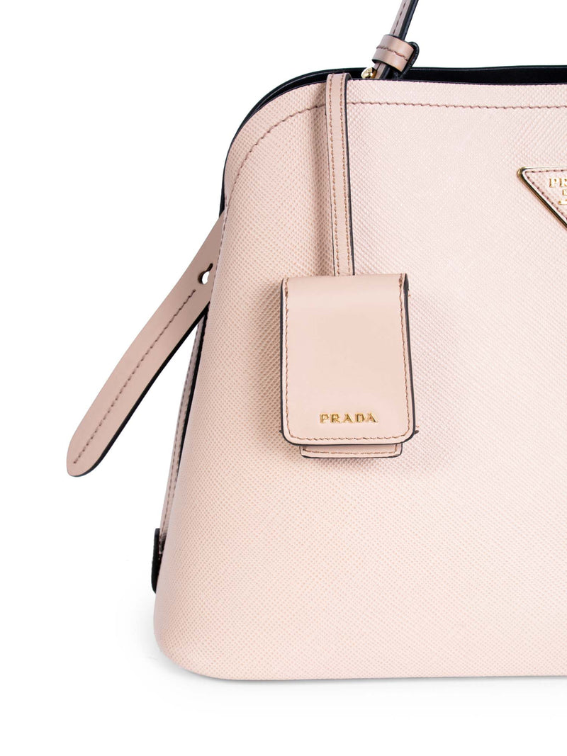 Prada Saffiano Leather Two-Way Top Handle Messenger Bag Blush-designer resale