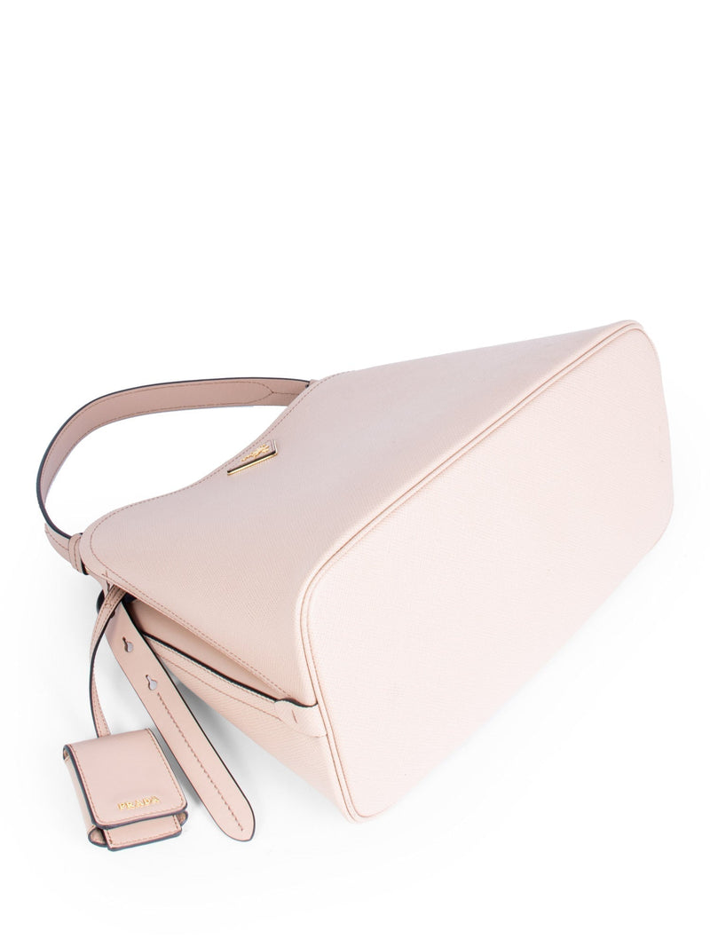 Prada Saffiano Leather Two-Way Top Handle Messenger Bag Blush-designer resale