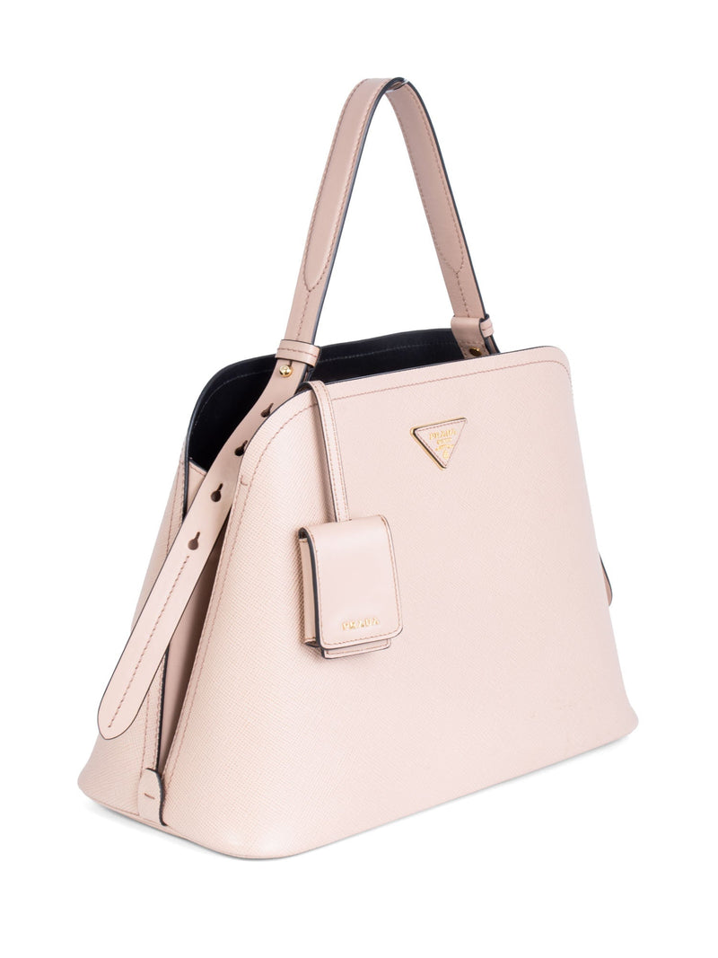 Prada Saffiano Leather Two-Way Top Handle Messenger Bag Blush-designer resale