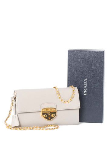 Prada Saffiano Lux Leather Messenger Bag Taupe-designer resale