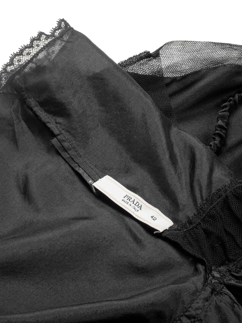 Prada Silk Lace Top Black-designer resale