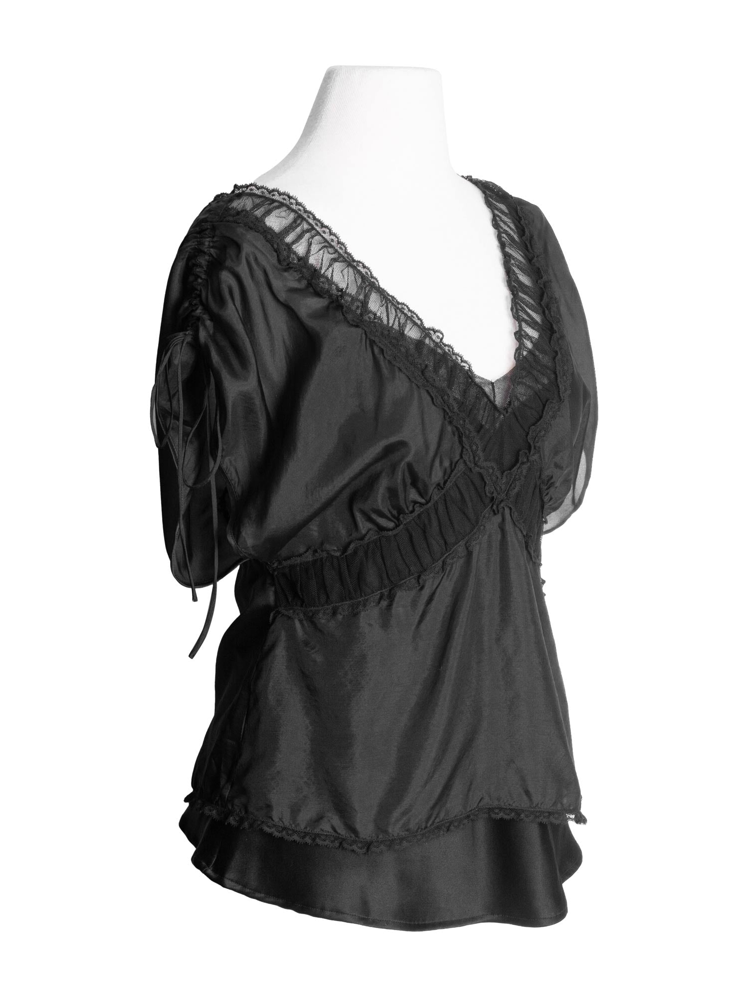 Prada Silk Lace Top Black-designer resale