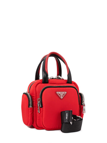 Prada Tessuto Cargo Top Handle Messenger Bag Red-designer resale