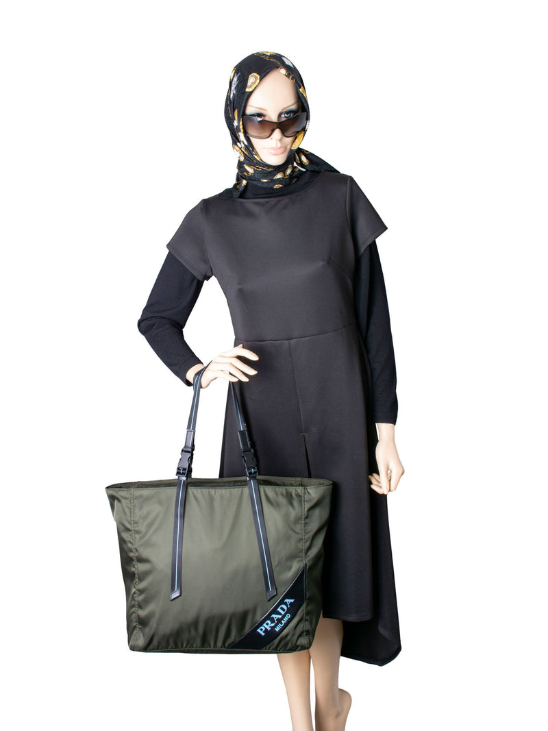 Prada Tessuto Large Shopper Bag Green-designer resale