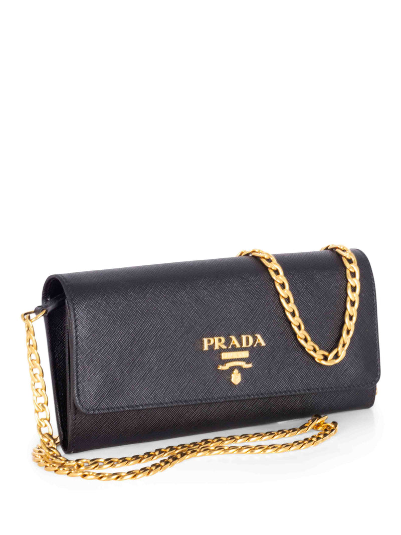 Prada - Authenticated Wallet - Leather Black Plain for Women, Very Good Condition