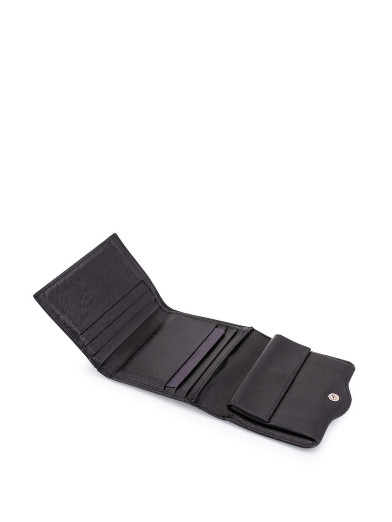 Prada Tessuto Leather Tri-Fold Wallet Black-designer resale