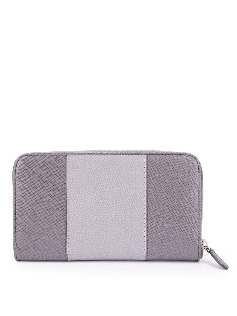 Prada Tessuto Leather Zip Around Wallet Grey-designer resale